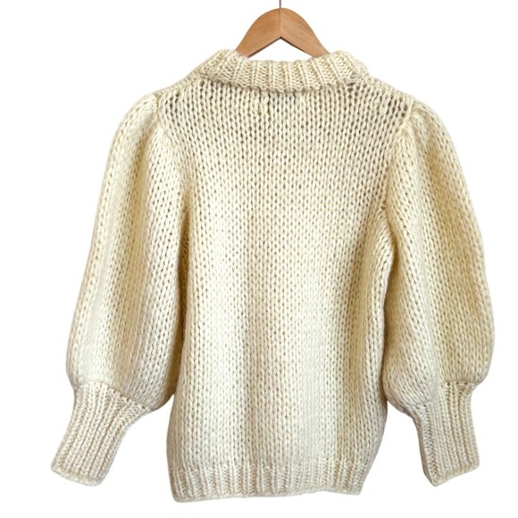 Ganni Womens Julliard Mohair Wool Sweater Size S Yellow Pullover Crewneck Jumper - Picture 2 of 8